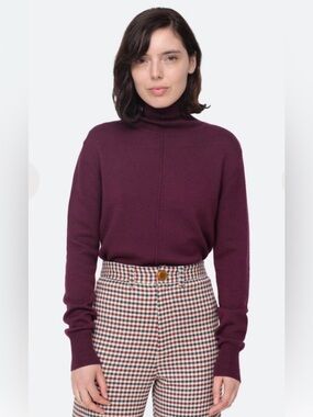 Sea New York 100% Wool Burgundy Turtleneck Sweater Pullover Size XS